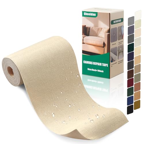 Gheeidau Canvas Repair Tape 4×70 Inch Waterproof Self-Adhesive Fabric Repair Patch for Repairing Boat Covers,Tents,Patio Umbrellas,Car Seats,Luggage,Sofas.(Beige) - color: Beige, size: 4"×70"