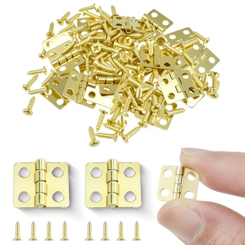 SDTC Tech 24-Pack Gold Mini Hinges 13x12mm 180 Degree Rotation - color: gold tone