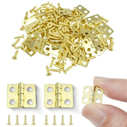 SDTC Tech 24-Pack Gold Mini Hinges 13x12mm 180 Degree Rotation - color: gold tone