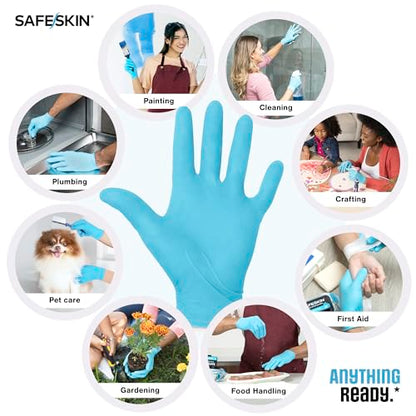 SAFESKIN Disposable Nitrile Gloves in POP-N-GO Pack (50 or 200 Count) Medium Duty, Powder-Free -Cleaning, Gardening, Crafts - size: Large (Pack of 50)