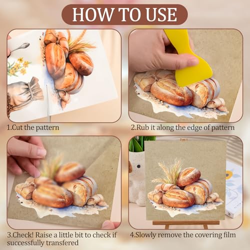 WANDIC 3 Sheets Baking Rub on Transfer Stickers Cake Decals Waterproof Stickers Furniture Decals,15 * 30cm - color: Baking