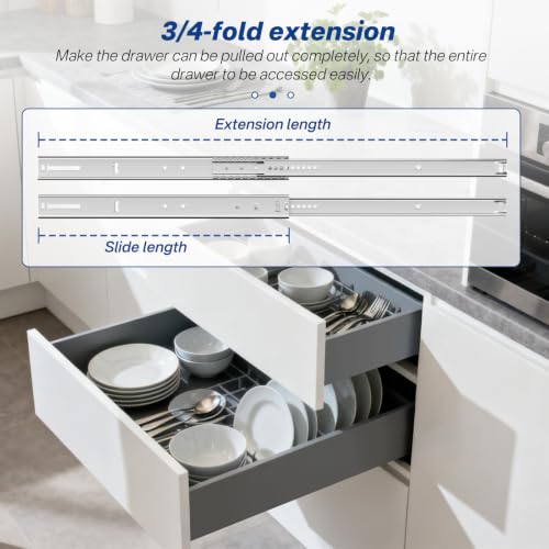 14 Inch Center Mount Drawer Slides 4 Pcs, Heavy Duty Hidden Rails - size: 14 Inch
