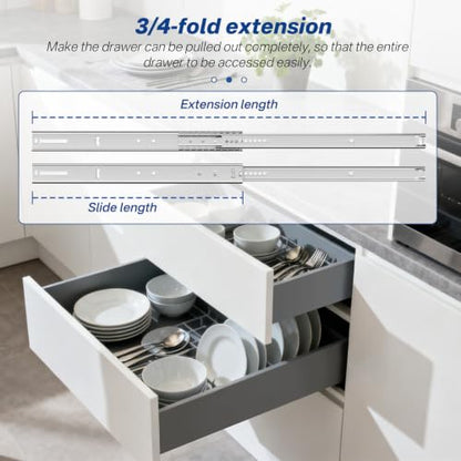 14 Inch Center Mount Drawer Slides 4 Pcs, Heavy Duty Hidden Rails - size: 14 Inch