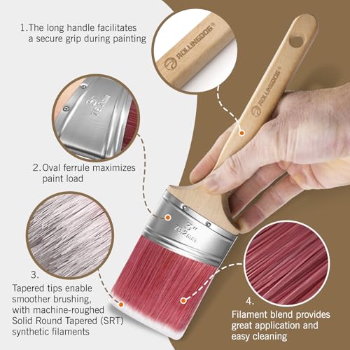 ROLLINGDOG 3 Inch Oval Angled Paint Brush - size: 3 Inch
