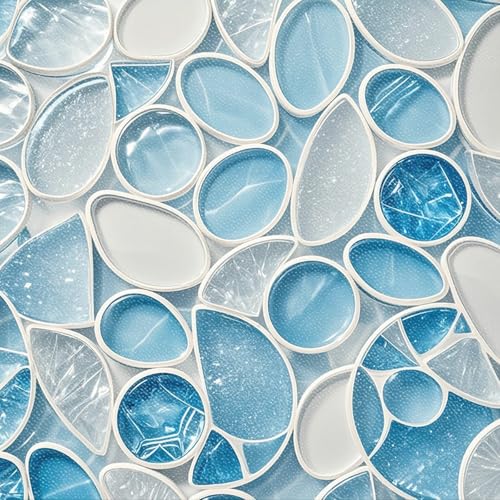 HOMETITUTE Water Drop Glass Floor 12x12 Vinyl Tile - color: Blue#12