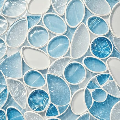 HOMETITUTE Water Drop Glass Floor 12x12 Vinyl Tile - color: Blue#12