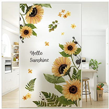 Sunflower Wall Stickers, 3D Yellow Flower Wall Decals, Easy Peel and Stick Wallpaper, DIY Removable Wall Art Mural for Bathroom, Bedroom, Nursery, TV Shower Door Home Decor - style: Sunflower
