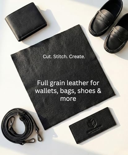 Natural Grain Cow Leathers: 12'' x 12'' Pre-Cut Leather Pieces (Black, 1 Piece) - color: Black, size: 1 Piece