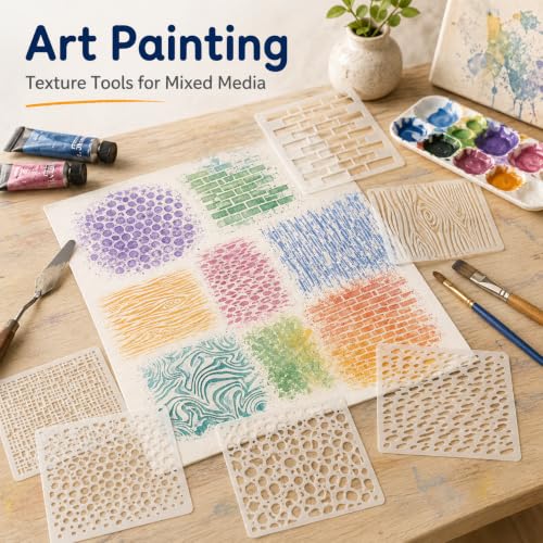 16PCS Geometric Stencils for Painting, Texture Stencils for Crafts Reusable