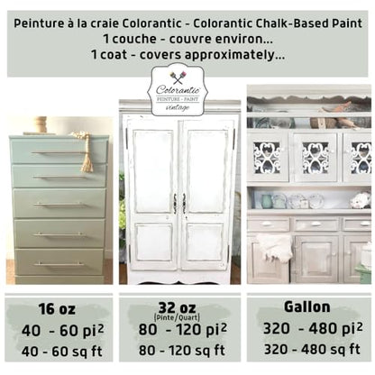 Colorantic-Bundle Blue Grey Chalk Paint (Raindance,16 Oz) and Clear Wax (4 Oz)