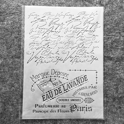 TIAMECH A4 Reusable Vintage Script French Words Stencil for Painting - style: Vintage French Script