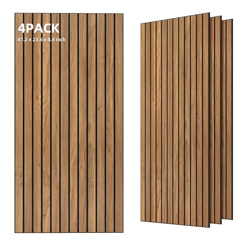 TO-TH Acoustic Panels Decorative Soundproof Wall Panel 4 Pack, Rustic Teak - color: Rustic Teak, size: 4 pcs - 47.2'' * 23.6''