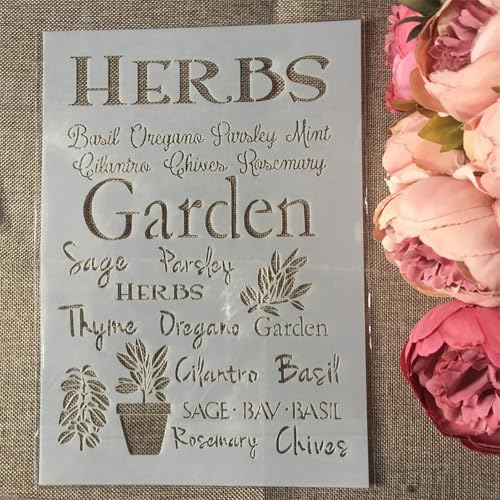 TIAMECH A4 Reusable Herbs Garden Stencil for Painting - style: Herbs Garden
