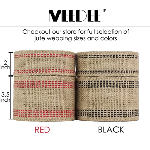 MEEDEE Red Jute 3.5 Inch Webbing Burlap with Red Stitching Upholstery Ribbon Chair Furniture Webbing Heavy Duty Jute Ribbon for Christmas Garland, Wreath, Banner (10 Yards) - color: Red, size: 3.5"