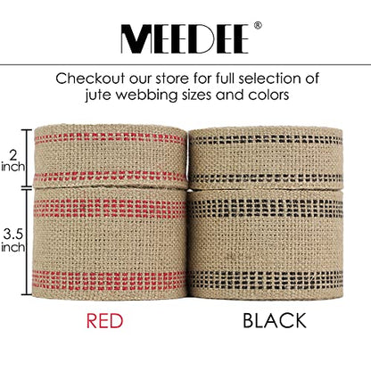 MEEDEE Red Jute 3.5 Inch Webbing Burlap with Red Stitching Upholstery Ribbon Chair Furniture Webbing Heavy Duty Jute Ribbon for Christmas Garland, Wreath, Banner (10 Yards) - color: Red, size: 3.5"