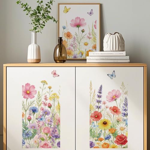 3 Sheets Flower Rub on Transfers for Furniture Crafts 6"x12" - color: Flower-1