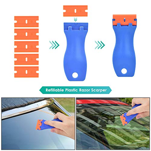 PACETAP Car Vinyl Wrap Tool kit 35pcs, Window Tint Tools Kit Including Package Bag, Felt Squeegee, Edge Trimmer, Soft Corner Squeegee, Retractable Kinfe and 10*Kinfe Blades, Carving Knife, Cut Knife - size: 35