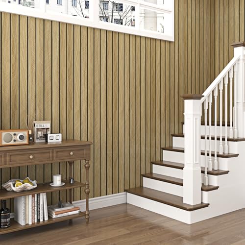 Brown Wood Wall Panels Self Adhesive 3D Peel and Stick Wood Panels - color: Dark Walnut