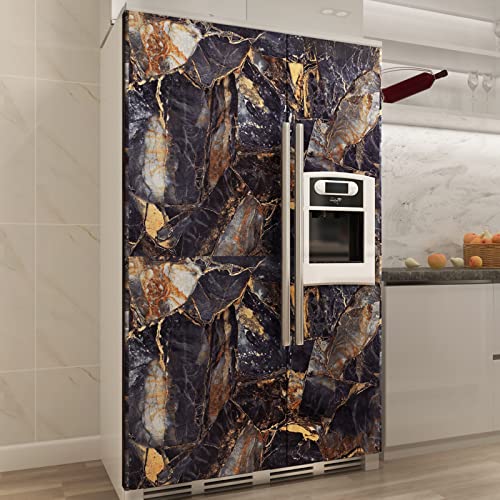 16"x 354" Black Marble Wallpaper Peel and Stick Contact Paper Waterproof Self-Adhesive Removable, Dark Blue Marble Granite Wall Covering for Countertops Apartment Kitchen Bathroom - size: 16" x 354"