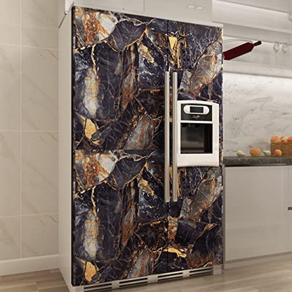 16"x 354" Black Marble Wallpaper Peel and Stick Contact Paper Waterproof Self-Adhesive Removable, Dark Blue Marble Granite Wall Covering for Countertops Apartment Kitchen Bathroom - size: 16" x 354"