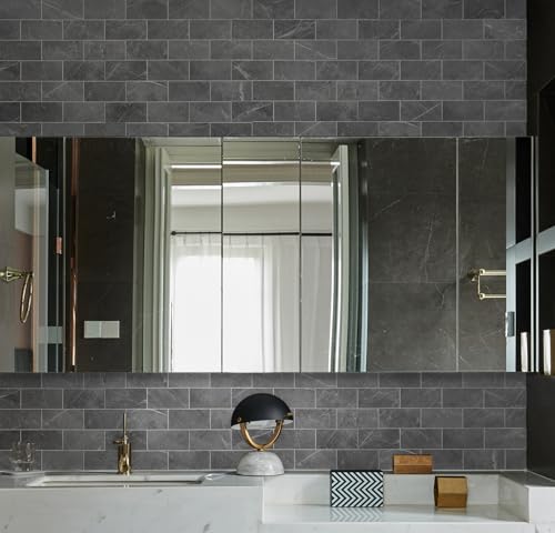 COLAMO Sample Gray Peel and Stick Backsplash Tile for Kitchen Accent Wall - color: Gray, size: Sample(6"x12")