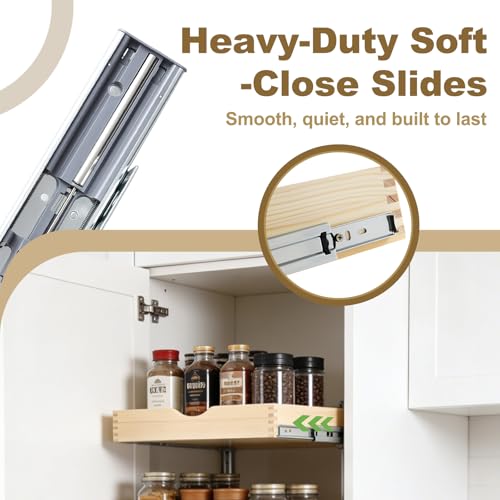 Soft Close Wood Pull Out Cabinet Drawer, 14", Fits 15"+ Opening - size: 14inch