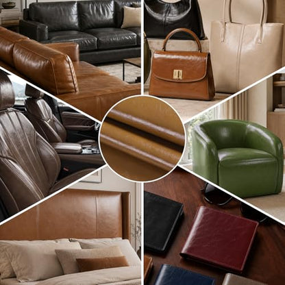 54" Marine Vinyl Upholstery Faux Leather Fabric by The Yard Waterproof - color: Amber, size: Pre-cut 1 Yard 54"x36"