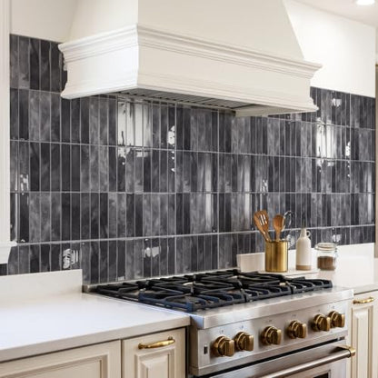 Art3d Subway Peel and Stick Backsplash, 10-Pack, 11.4" x 9", Smoky Black - color: ‎Smoky Black