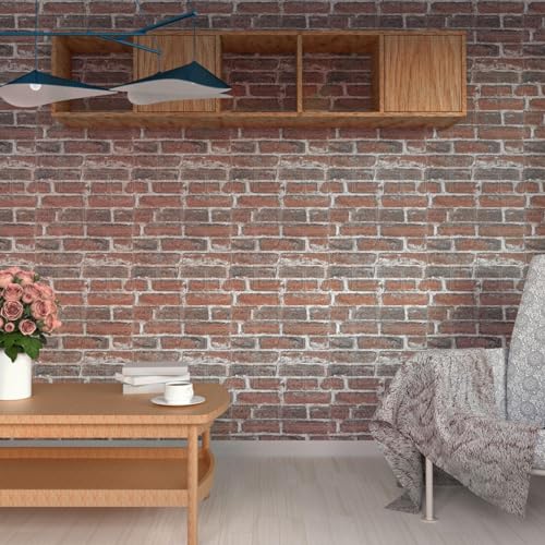 3D Faux Brick Wall Panels, Peel and Stick, XPE Foam, Red, 10 PCS - color: Red Brick, size: 10PCS