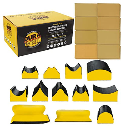 Dura-Gold 12-Piece Contoured Profile 4" Hand Sanding Block Set with 40 - size: 12-Piece