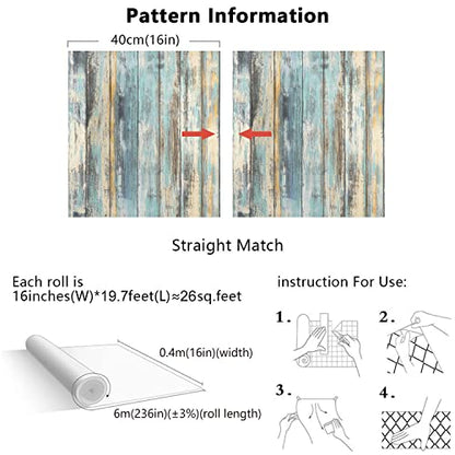 Dimcol Wood Contact Paper 15.7"x236" Self-Adhesive and Removable Wallpaper - size: 15.7" x 236"