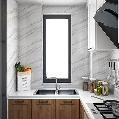 Sevalo Marble Contact Paper Peel and Stick Countertop Waterproof 15.7×393” - size: 17.5“×393”