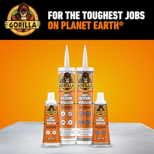 Gorilla 100% Silicone Waterproof Caulk, All-Purpose, White, 10 oz Cartridge - color: White, size: 10oz