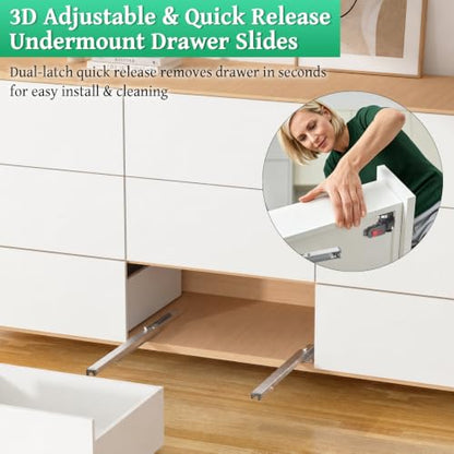 Undermount Drawer Slides,24inch Bottom Mount Full Extension Drawer Slides,Soft Close Hydraulic Damper,3D Adjustable&Quick Release, 100 Lbs Load Capacity Cabinet Concealed Drawer Slides,1 Pair(2-Pack) - size: 24 Inch