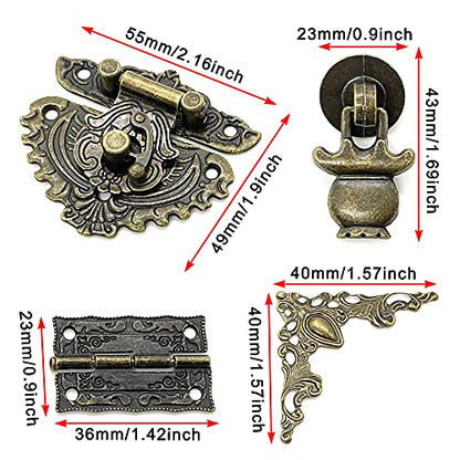 Retro Jewelry Box Hardware Set Decorative for Small Wood Storage Makeup Box
