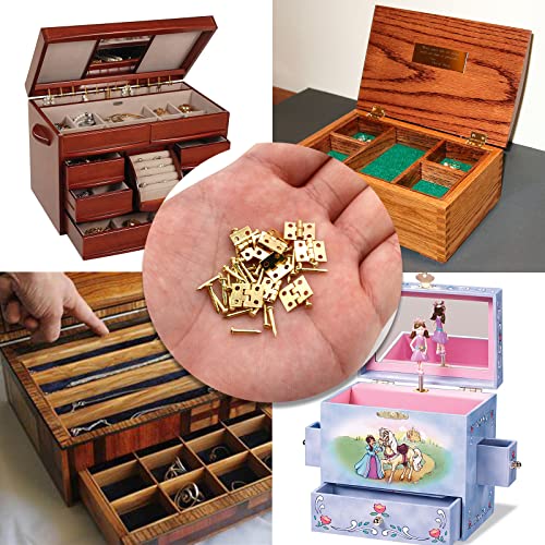 Biaungdo Mini Brass Hinges, 10x8mm, Golden, 24 Pcs - color: Yellow, size: 10x8mm,24Pcs