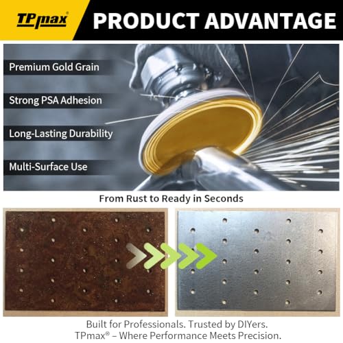 TPmax 6-Inch 400-Grit Gold PSA Sanding Discs, 50 Pack – Pro-Grade Self-Adhesive Stickyback Sandpaper with Quick-Release Tabs for DA Sander, Superfine Automotive/Wood/Metal Sanding - style: 400 Grit