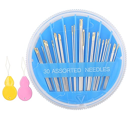 Hekisn 30pcs Premium Hand Sewing Needles, 6 Sizes 30-Count Assorted Sewing Needles, Stitching Needles for Hand Sewing Repair，Sewing Sharp Needles Sewing Repair Embroidery Needles (2, Blue) - style: Blue