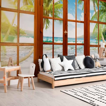 artgeist - Peel and Stick Wall Mural, Living Room Tropical Island 77x55 in - color: #08, size: 55"x77"