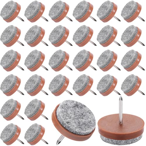 30 Pack 28mm Nail-on Felt Pads, Round Heavy Duty Furniture Glide - color: Brown, size: Φ 28 mm