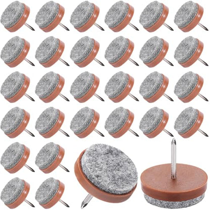 30 Pack 28mm Nail-on Felt Pads, Round Heavy Duty Furniture Glide - color: Brown, size: Φ 28 mm