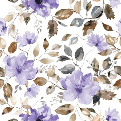 Modern Purple Floral Peel and Stick Wallpaper 17.7" x 124" - color: Purple/Brown, size: 17.7" x 124"