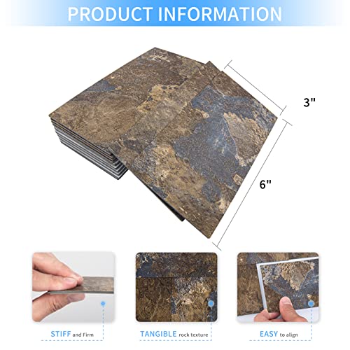 Art3d 102-Pack Peel and Stick Backsplash, Stick on Subway Tile, Rust Slate - color: Rust-slate