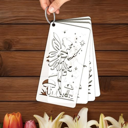 12 Sheets Fairy Stencils for Painting, Moon Fairy Wildflower Butterfly Drawing Templates Plastic Art Templates for Painting on Wall Wood Home Decor - style: Fairy
