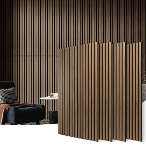 Art3d 4-Pack Fluted Acoustic Wood Slat Wall Panel, 47.2 x 23.6 Inch, Walnut - color: Walnut, size: 4pcs - 47.2＊23.6in.