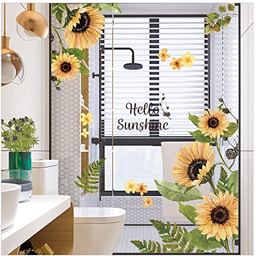 Sunflower Wall Stickers, 3D Yellow Flower Wall Decals, Easy Peel and Stick Wallpaper, DIY Removable Wall Art Mural for Bathroom, Bedroom, Nursery, TV Shower Door Home Decor - style: Sunflower