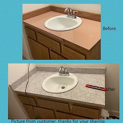 Livelynine Granite Countertop Contact Paper Waterproof Self Adhesive Marble Wallpaper Peel and Stick Countertops for Kitchen Counter Tops Table Bathroom Desk Cover Removable Wall Paper 15.8x78.8 Inch - size: 15.8"W x 78.8"L