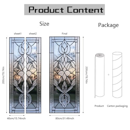arricraft 2 Pcs Self-Adhesive Door Stickers, 31.5"x78.7" 3D Glass Pattern Door Murals Stickers Floral PVC Removable Wallpaper Decoration for Bedrooms Living Room - style: 3D Glass Floral