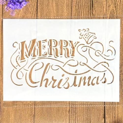 TIAMECH A4 Reusable Merry Christmas Stencil for Painting - style: Merry Christmas Words