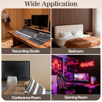 4 Pack Acoustic Wood Panels for Wall 94.48" x 12.79" Soundproof - color: Walnut, size: 94" x 12" (4 PCs)